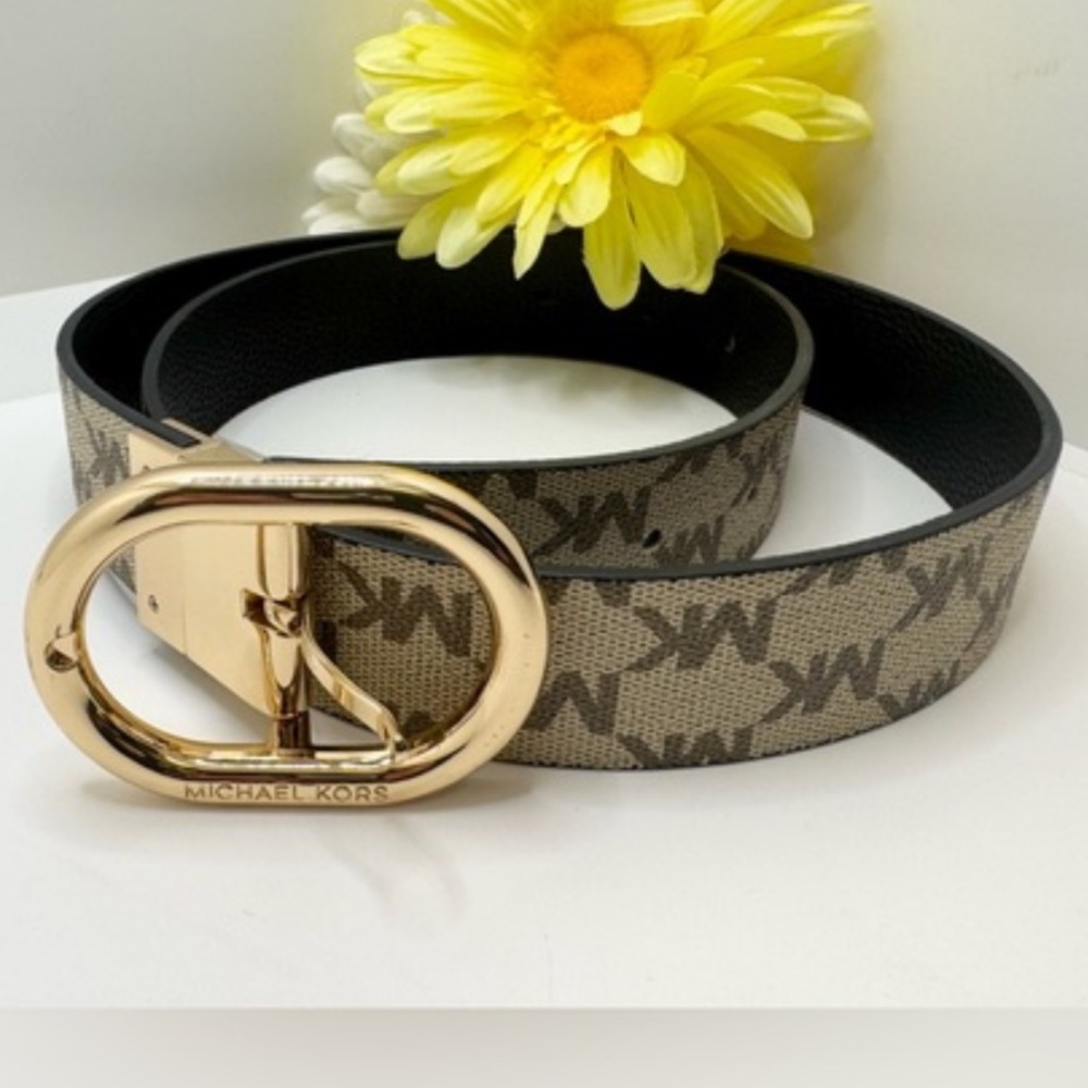 Michael Kors Signature Gold Buckle Belt